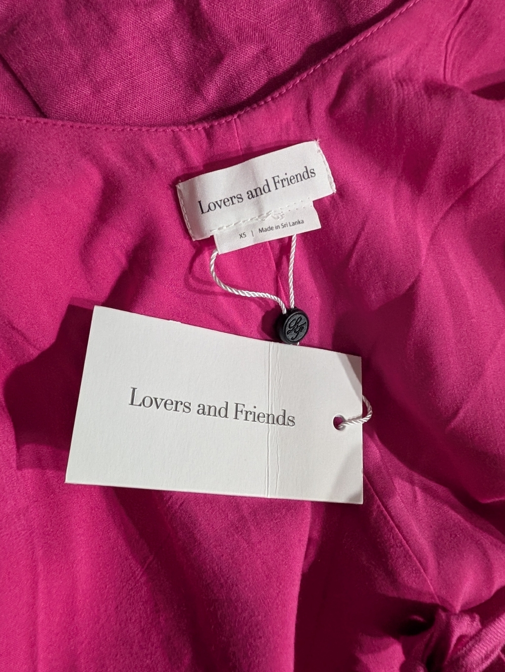 Lovers + Friends Moda Mini Dress Hot Pink Linen Blend Open Back Blouson Sleeve - Picture 9 of 11